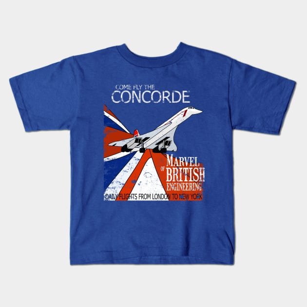 Concorde Supersonic Airliner Retro Vintage British Aircraft Design Kids T-Shirt by DesignedForFlight